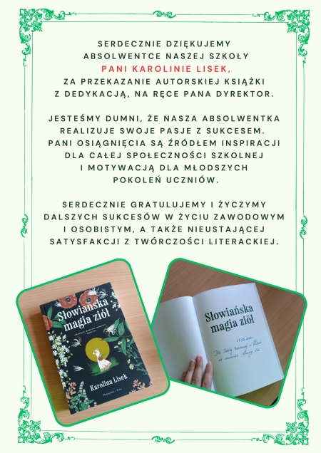 Podziękowania dla Pani Karoliny Lisek
