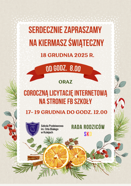 SERDECZNIE ZAPRASZAMY NA KIERMASZ ŚWIĄTECZNY :)